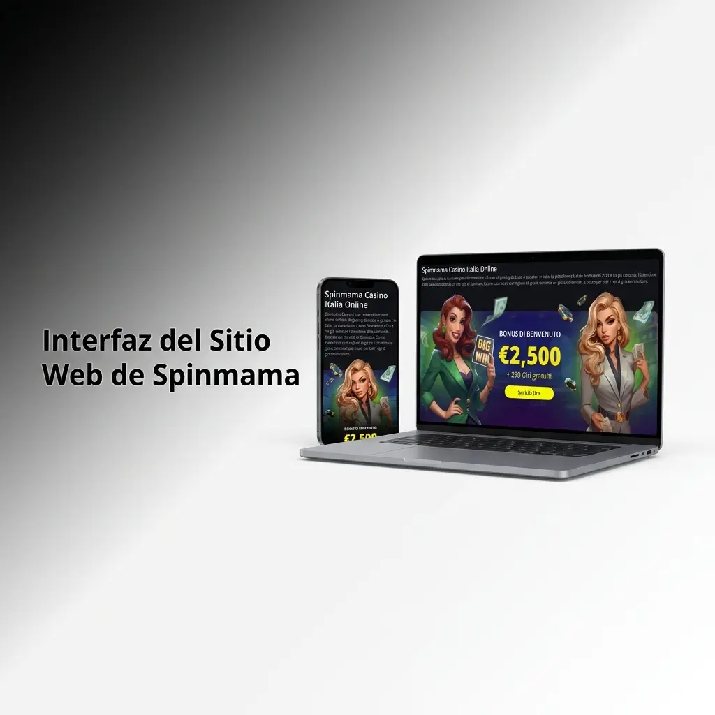 Interfaz del sitio web de Spinmama con barra de navegación superior